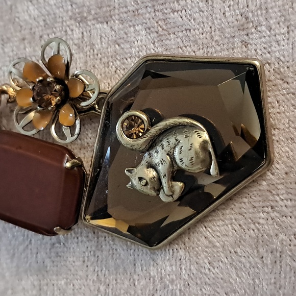 Bohm Squirrel Swarovski Crystal Gold Necklace Cottagecore Statement Whimsical - Picture 2 of 5